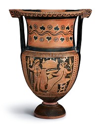 Column-Krater with (A) Youth and Seated Woman and (B) Two Youths