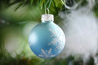 Blue Christmas bauble, festive decor