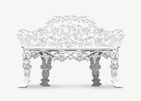 White hand carved bench psd