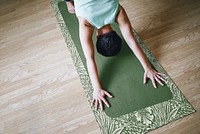 Green leafy yoga mat