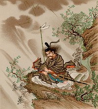 Chinese tales, vintage Japanese painting by G.A. Audsley-Japanese illustration. Public domain image from our own original 1884 edition of The Ornamental Arts Of Japan. Digitally enhanced by rawpixel.