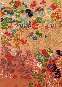 Japanese flower fan pattern by G.A. Audsley-Japanese illustration. Public domain image from our own original 1884 edition of The Ornamental Arts Of Japan. Digitally enhanced by rawpixel.