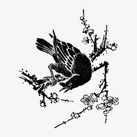 Crow bird, vintage animal illustration.  psd. Remixed by rawpixel.