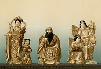 Antique Print of Ivory Carvings from section VIII plate IV. by G.A. Audsley-Japanese sculpture. Public domain image from our own original 1884 edition of The Ornamental Arts Of Japan. Digitally enhanced by rawpixel.