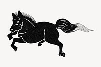 Black horse, Japanese animal illustration. Remixed by rawpixel.