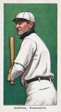 McBride, Washington, American League, from the White Border series (T206) for the American Tobacco Company (1909–1911) chromolithograph. Original public domain image from The MET Museum. Digitally enhanced by rawpixel.