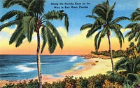 Along the Florida Keys on the way to Key West, Florida (1930–1945) chromolithograph.  Original public domain image from Digital Commonwealth. Digitally enhanced by rawpixel.