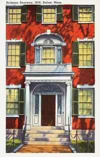 Pickman doorway, 1818, Salem, Mass. (1930–1945) chromolithograph.  Original public domain image from Digital Commonwealth. Digitally enhanced by rawpixel.