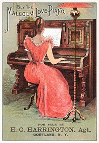 Buy the Malcolm Love Piano (1870–1900) chromolithograph.  Original public domain image from Digital Commonwealth. Digitally enhanced by rawpixel.