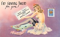 I'm saving them for you! (1930–1945) chromolithograph.  Original public domain image from Digital Commonwealth. Digitally enhanced by rawpixel.