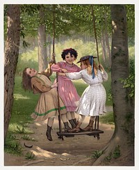The three Tom boys chromolithograph. Original public domain image from the Library of Congress. Digitally enhanced by rawpixel.