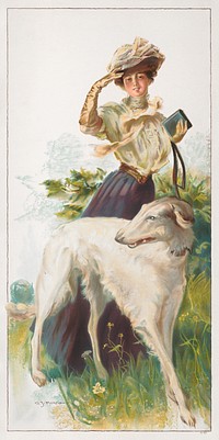 A Russian greyhound (1907) chromolithograph. Original public domain image from the Library of Congress. Digitally enhanced by rawpixel.