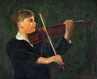 Yehudi Menuhin (1932) oil painting by Mark S. Joffe. Original public domain image from The Smithsonian Institution. Digitally enhanced by rawpixel.