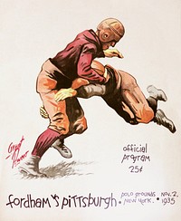 Official Souvenir Football Program for the Fordham versus Pitt game at the Polo Grounds in New York City (1935) chromolithograph. Original public domain image from Wikipedia. Digitally enhanced by rawpixel.