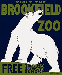 Visit the Brookfield Zoo, WPA poster (1936) chromolithograph by Carken for the Illinois Federal Art Project, Works Progress Administration. Original public domain image from Wikipedia. Digitally enhanced by rawpixel.