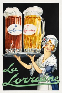 La Lorraine, European Beer Museum - beer advertising poster (2012) chromolithograph by AlfvanBeem. Original public domain image from Wikipedia. Digitally enhanced by rawpixel.