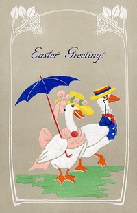 Easter Greeting (1916) chromolithograph by Max Ettlinger and Co. Original public domain image from Wikipedia. Digitally enhanced by rawpixel.