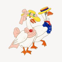 Geese character vintage illustration. Remixed by rawpixel. 