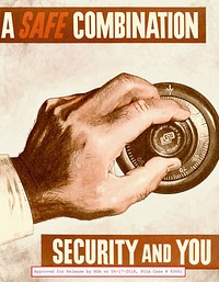 Security motivational poster (1950-1969) chromolithograph by NSA. Original public domain image from Wikipedia. Digitally enhanced by rawpixel.