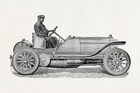 Mercedes Gordon Bennet car (1908) drawing. Original public domain image from Wikipedia. Digitally enhanced by rawpixel.