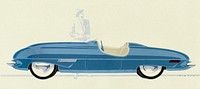 Classic car series, Blue Roadster (1944) drawing by Theodore Wells Pietsch II. Original public domain image from Wikipedia. Digitally enhanced by rawpixel.