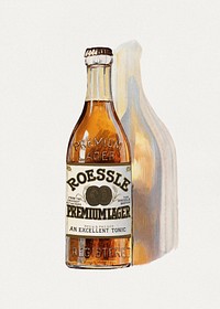 Roessle premium lager : An excellent tonic (1880), vintage beverage advertisement by Walker Lith. & Pub. Co. Original public domain image from Digital Commonwealth.  Digitally enhanced by rawpixel.