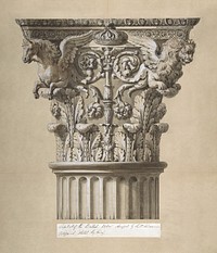 The British Order: Elevation of a Capital and Part of the Fluted Shaft (1762) watercolor art by James Adam. Original public domain image from The MET Museum. Digitally enhanced by rawpixel.