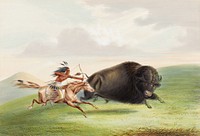 Buffalo Hunt, Chase (1884) chromolithograph art by George Catlin. Original public domain image from The Minneapolis Institute of Art. Digitally enhanced by rawpixel.