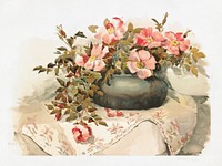 Wild roses (1885) chromolithograph art by Parker, Elizabeth F. Original public domain image from Digital Commonwealth. Digitally enhanced by rawpixel.