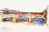 Ponte Vecchio, Florence (1900) watercolor art by George Elbert Burr. Original public domain image from The Smithsonian Institution. Digitally enhanced by rawpixel.