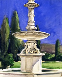 Marble Fountain in Italy (1907) watercolor art by John Singer Sargent. Original public domain image from The Smithsonian Institution. Digitally enhanced by rawpixel.