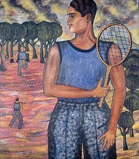 Portrait of Hugo Tilghman (The Tennis Player) (1924) oil painting art by Abraham ángel. Original public domain image from Wikimedia Commons. Digitally enhanced by rawpixel.