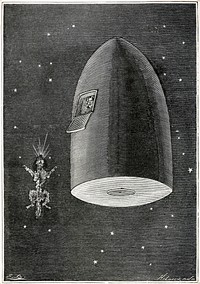 From the Earth to the Moon direct in ninety-seven hours and twenty minutes, and a trip round it (1874) chromolithograph art by Jules Verne. Original public domain image from Wikimedia Commons. Digitally enhanced by rawpixel.