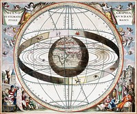 Cellarius Ptolemaic System from Andreas Cellarius Harmonia Macrocosmica (1660) chromolithograph art by J. van Loon. Original public domain image from Wikimedia Commons. Digitally enhanced by rawpixel.