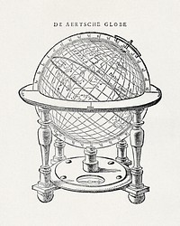 A drawing of Emery Molyneux's terrestrial globe (1623) illustrated by Robert Hues. Original public domain image from Wikimedia Commons. Digitally enhanced by rawpixel.