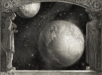 The Earth and the Milky Way and moon (1918) illustrated by W. T. Benda. Original public domain image from Wikimedia Commons. Digitally enhanced by rawpixel.