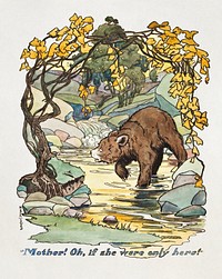 “Mother! Oh, if she were only here” from The Story of Teddy the Bear (1907) illustrated by Sarah Noble Ives. Original public domain image from Wikimedia Commons. Digitally enhanced by rawpixel.