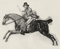 Galloping Rider With Whip Under His Arm (1759–1817) watercolor art by Julius Caesar Ibbetson. Original public domain image from Yale Center for British Art. Digitally enhanced by rawpixel.