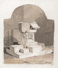 Font at Dersingham Church, Norfolk (1815) watercolor art by John Sell Cotman. Original public domain image from Yale Center for British Art. Digitally enhanced by rawpixel.