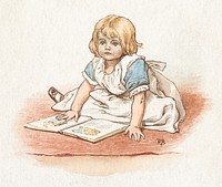 Girl Reading a Picture Book (1840–1895) engraving art by Robert Barnes. Original public domain image from Yale Center for British Art. Digitally enhanced by rawpixel.