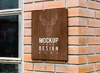 Hipster shop sign mockup with an elk motif