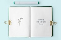 Flowers on a notebook page mockup