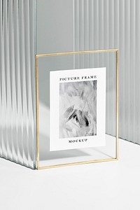 Picture frame mockup psd with gold frame