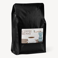 Coffee pouch bag & label mockup psd