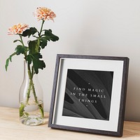 Wooden picture frame mockup psd, spring decoration, home interior design