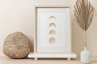 Frame mockup, moon art psd canvas, home interior decor