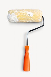 Paint roller on concrete wall, loft home interior design image element.