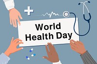 World Health Day diverse hands, health & wellness remix