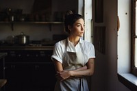 Kitchen looking female person. 