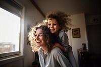 Laughing painting family female. 